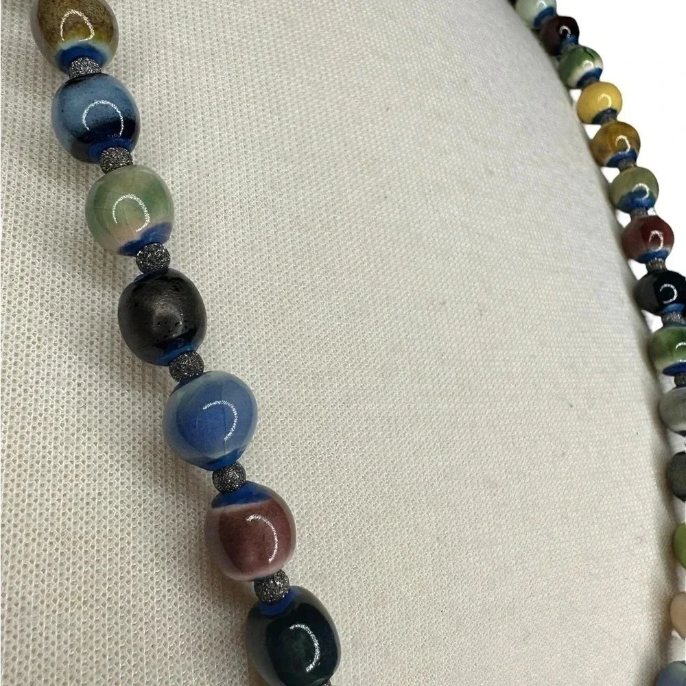Beautiful colorful beaded necklace with ladybug charm